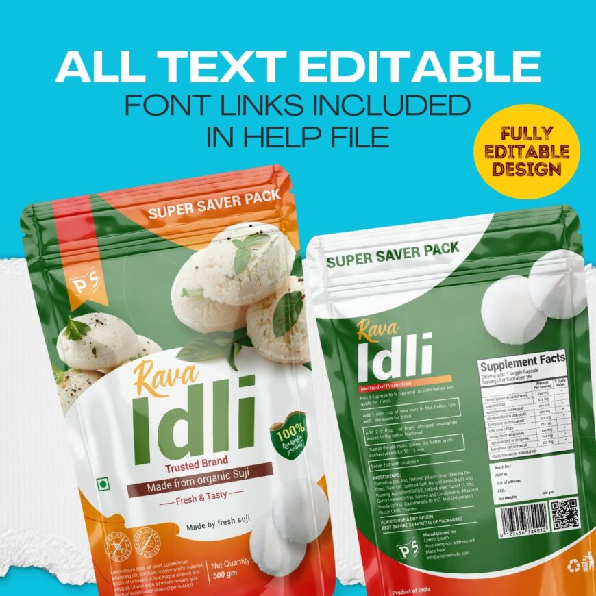 Idli Mix Packaging Design Template PS318