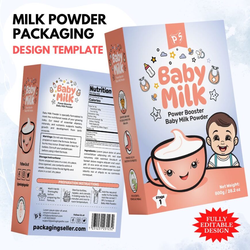 Baby Milk Powder Box Packaging Design Template PS326 -1