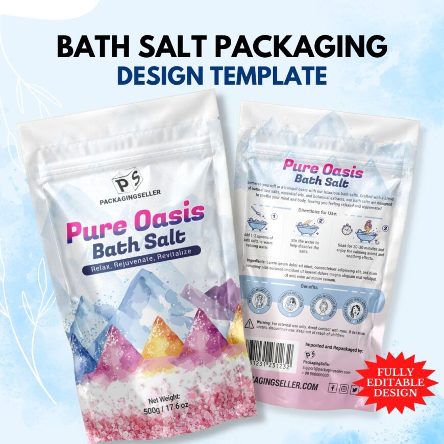 Bath Salt Bag Packaging Design Template PS323 - 1