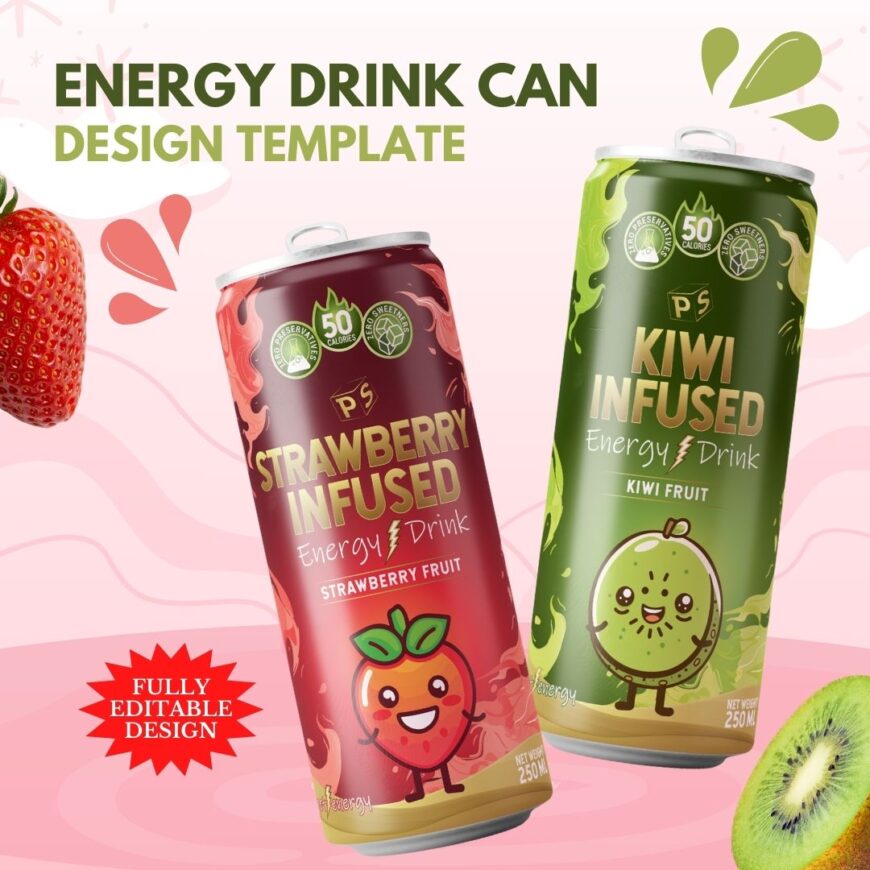 Energy Drink Can packaging Design Template PS319 - 1